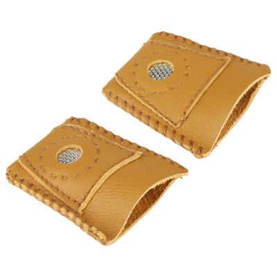 2 Pezzi Ditali Large in Pelle con Punta Metallica per Dita Accessorio per Cucito a Mano