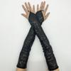 Fingerlose Paillettenhandschuhe Kreative glänzende Fäustlinge Sexy geraffte lange Handschuhe Cosplay-Kostüm