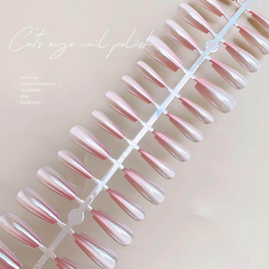 Hailey Cat Eye Electroplated Press-On Nail Patches, Size-Variety, Moonlight Shine, High-End Nail Tips