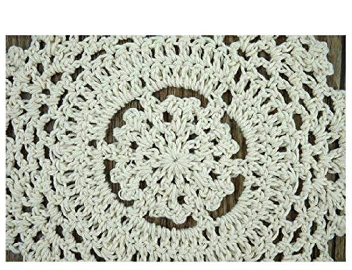Kouso 10 Coasters, Antique Lace Style, Country Style, Blanche Doily, Beige, Cotton Crochet, Hand-Knitted, Absorbent, Washable (Pack of 10)