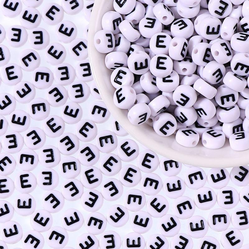 100/Bag Diy Black And White English Acrylic Letter Beads Handmade Bracelets Necklaces Beaded Accessories