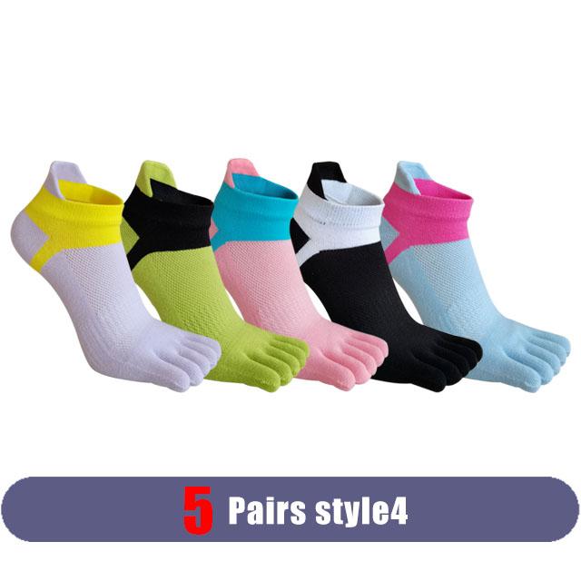 5 Pairs Woman Girl Toes Socks Ankle Cotton Bright Color Fashions Striped Love Cute Sweat-Absorbing  Low Cut Five Finger Socks