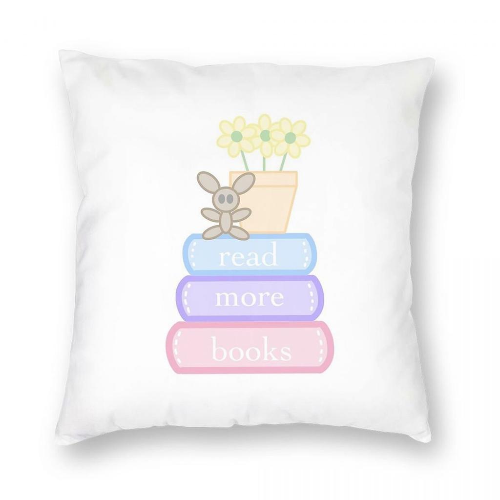 Read More Books Bunny Flower Pillowcase Polyester Linen Velvet Creative Zip Decorative Pillow Case Home Cushion Cover 45X45