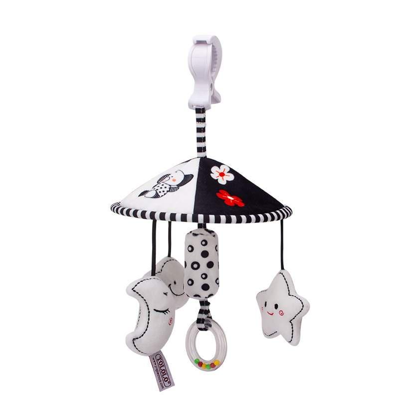 Infant Black And White Rattle Bell Wind Chime Baby Cot Hanging Rotation Bed Bell