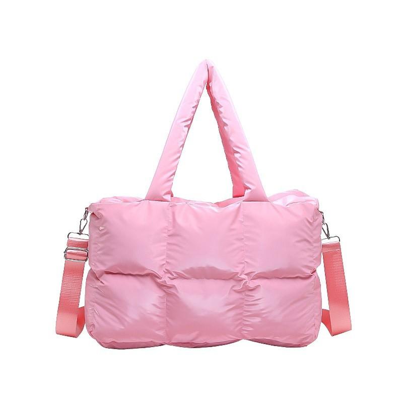 2024 Fashionable New Large-capacity Cotton Clothes Bag Portable Single-shoulder Cross-body Simple Women s Rhomboid розовый
