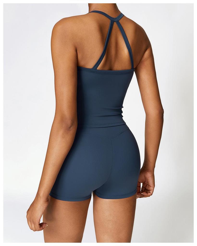 Women's European & American Style Quick-Dry Yoga Set: Tight Vest and Shorts for Outdoor Running and Fitness