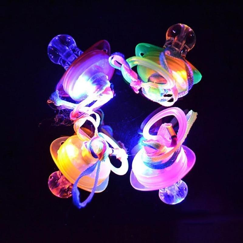 Light Up Pacifier LED Rave Party Glow Glowing Whistle Flashing Lanyard Blinking