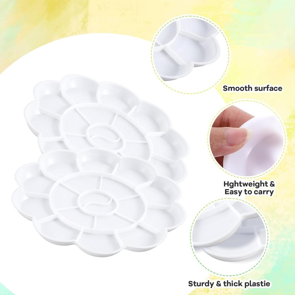 1-5pcs Painting Palette, 18 Wells Plastic Paint Tray Pallet Reusable Flower Paint Palette for Artists Acrylic Watercolor Oil