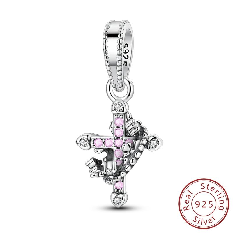 Copper Dangle Charm Cross Angel Holy Mother Pendant Fit Original Bracelet Diy Woman Jewelry Gift