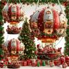 12/24PC 2D Christmas Wooden Hot Air Balloon Santa Claus Acrylic Hanging 2D Flat Wooden Pendant Room Wall Home Decor Holiday Gift