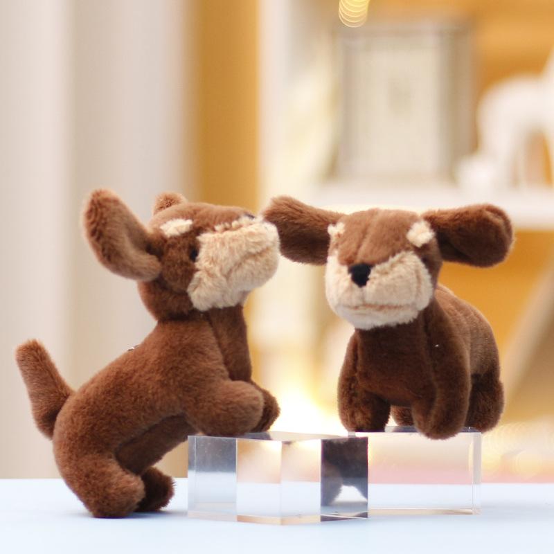 14cm Cute Sausage Dog Plush Doll Keychain Bag Pendant Animal Stuffed Plush Toys Lifelike Dog Christmas Birthday Gifts Home Decor