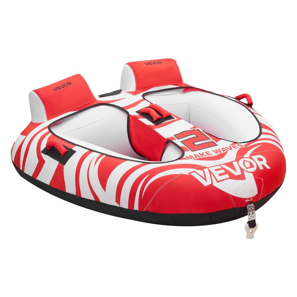 Towable Tubes for Boating, 2-Rider Inflatable Boat Tubes and Towables, 154 kg Capacity Water Sport Tubes for Boat to Pull - with 2 Cockpits, Full