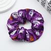 Halloween Themed Hair Tie Elastic Scrunchie Women Purple Beige Ghost Pumpkin Moon Design