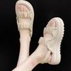 2025 Popular Sandals New Fashion Fairy Word with Sandals Pearl Outer Wear Soft-soled Casual Women's Shoes