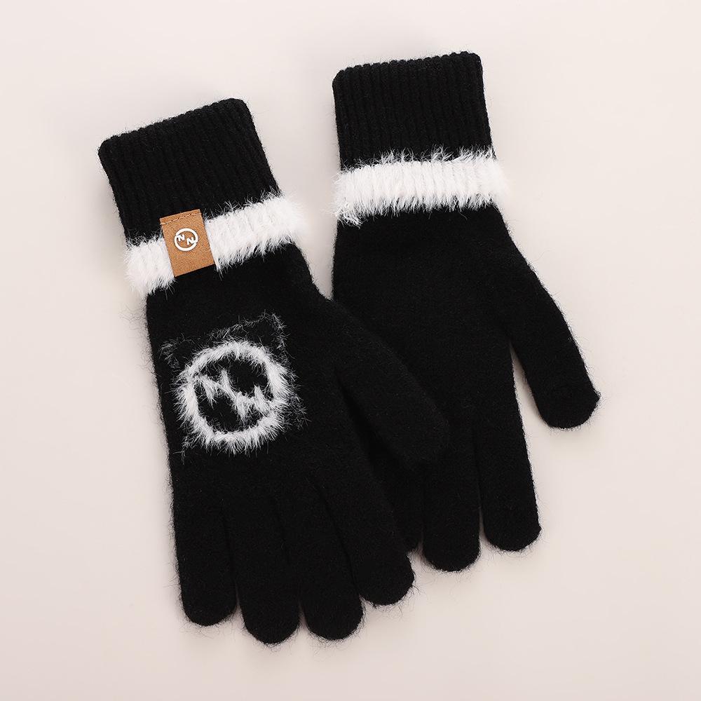 

Теплые вязаные перчатки в корейском стиле для взрослых зимой, перчатки для сенсорных экранов, модные и универсальные, длинные перчатки с винтами в корейском стиле One size