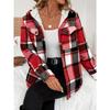 Women's Casual Plaid Hooded Jacket with Fleece Lining Woven Shirt Autumn and Winter Tops