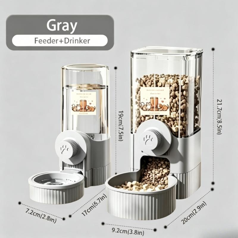Hanging Automatic Pet Feeder Water Dispenser, Gravity Cat Feeder Waterer Set with Bowl Container for Pet Cage
