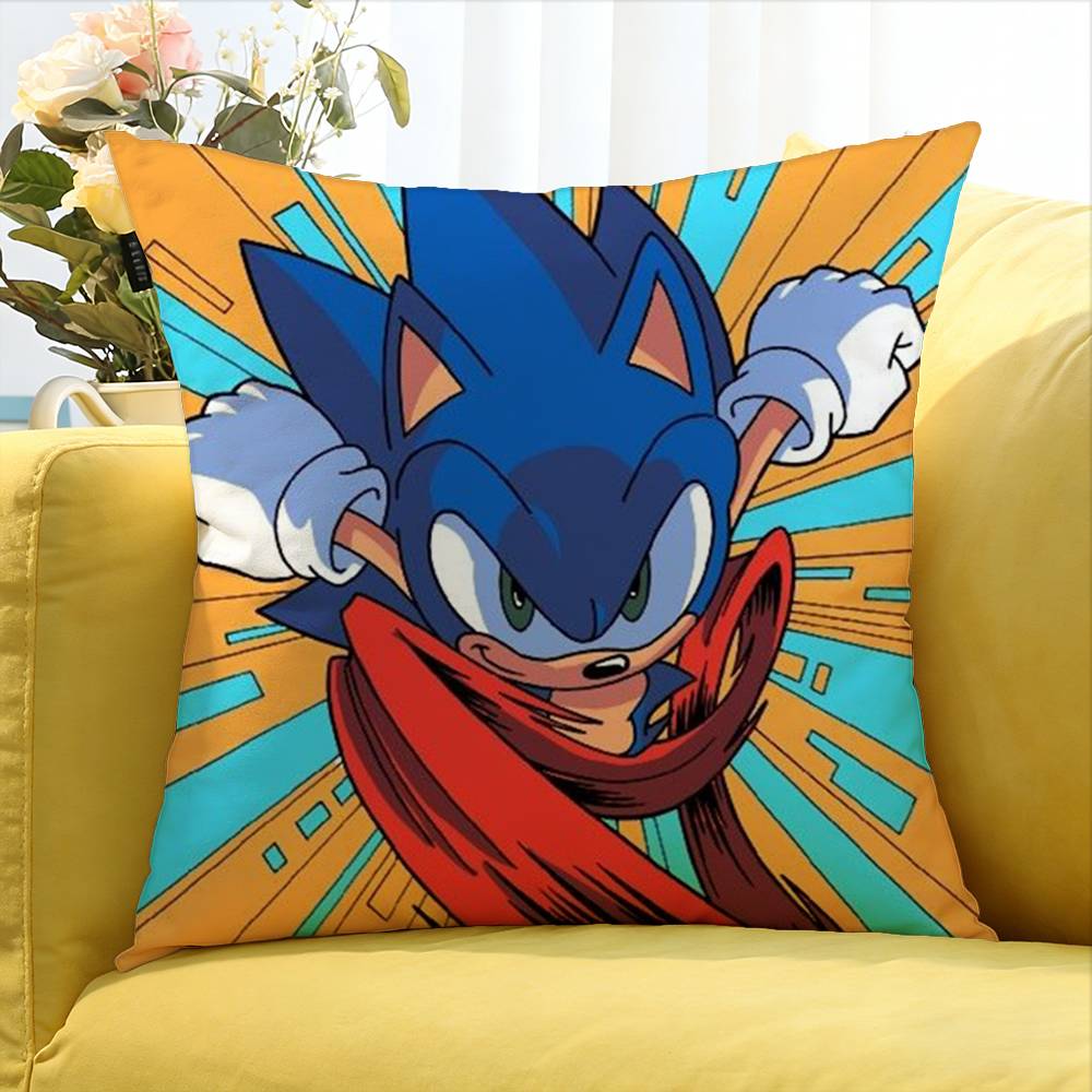Classic Game S-Sonic Various Sizes Square Pillow Case For Car Home Bedchamber Decor