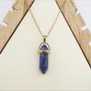 Crystal Agate Hexagonal Pendant Necklace with Gold Alloy Chain and Adjustable Extension