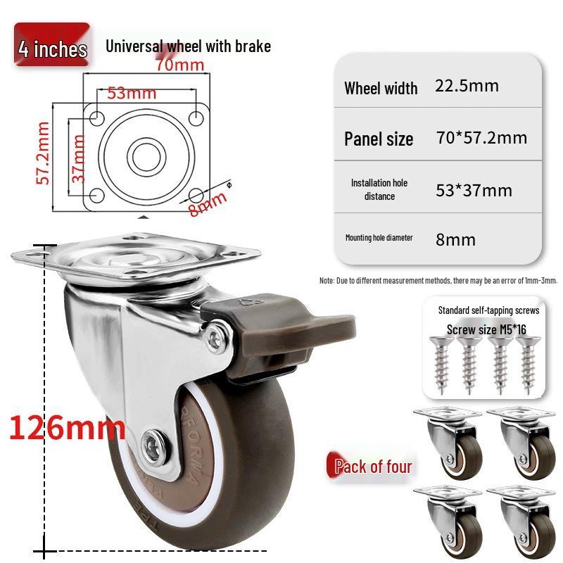 Ultra-Quiet Universal Small Trolley Load-Bearing Swivel Caster for Furniture