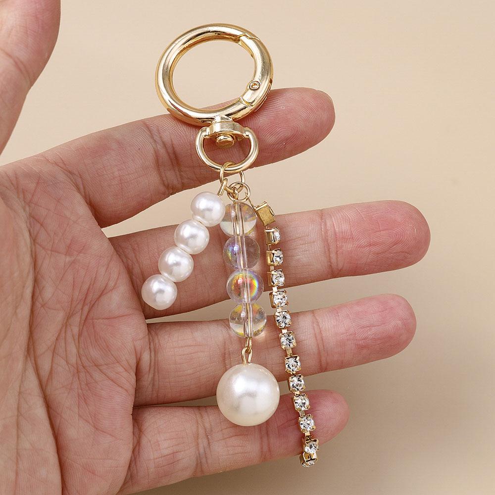 Aihua Fashion Y2K Gold Color Cute Starfish Pearls Conch Shell Keychain Key Rings for Men Women Handbag Pendants DIY Jewelry Gift