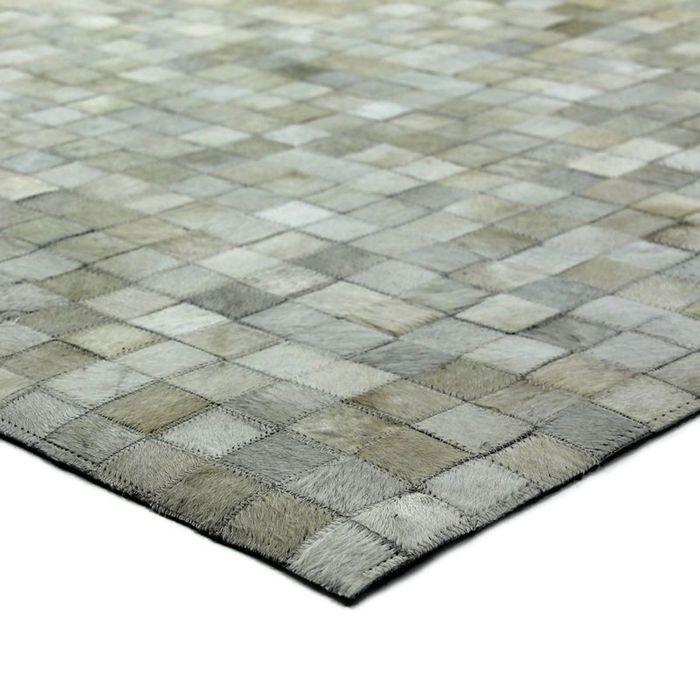 Rug In Recycled Leather Mosaic Pattern White 160x230