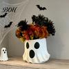 Halloween Trick or Treat Bag Ghost Candy Bucket Decor, Planter Vase Cute Holiday Decorative Prop for Home Bucket, Bowl Indoor Outdoor Display