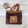 Vintage Leopard Print Plush Stitching Women's Shoulder Bags Large Capacity Female Tote Bag Casual Versatile Ladies Handbag