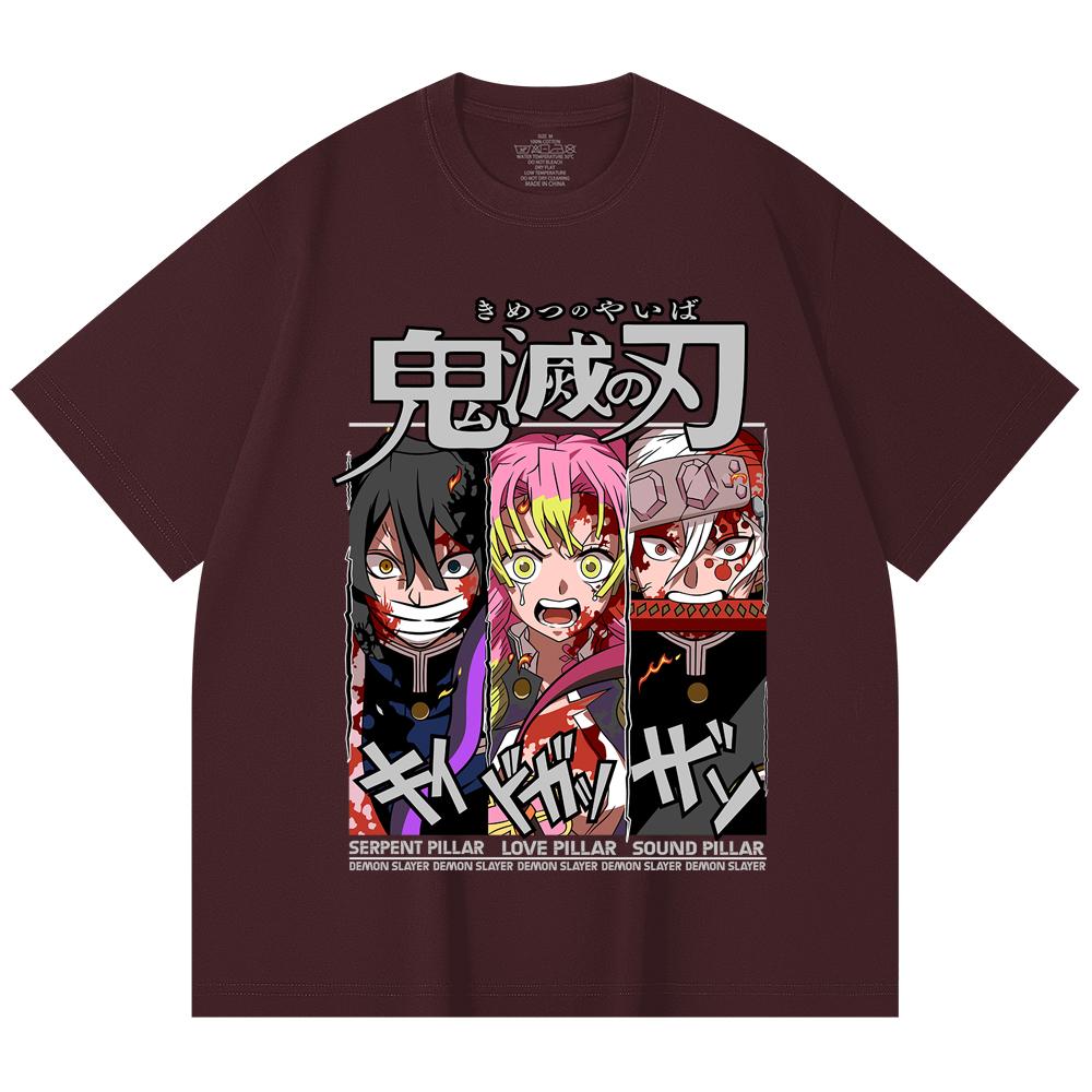 

230 Gsm 100% Cotton Demon Slayer V59 Pillars Print Unisex Heavy Cotton T Shirt 2XL