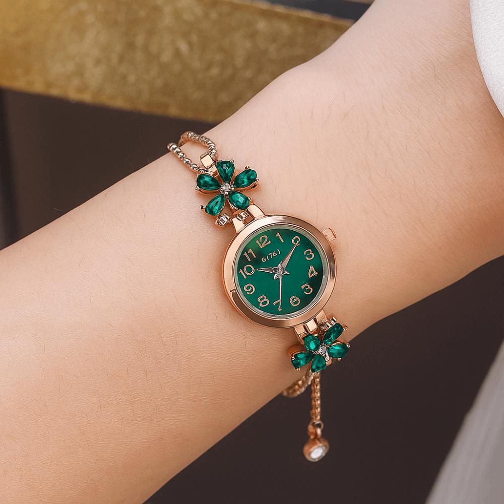 Flower Quartz Wristwatch Ladies Business Watches Rhinestone Quartz Watch  Business Occasion