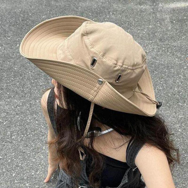 Quick Dry Wide Brim Bucket Hat for Men Women Cap Breathable Adjustable Chin Strap Outdoor Hiking Fishing Sun Hat