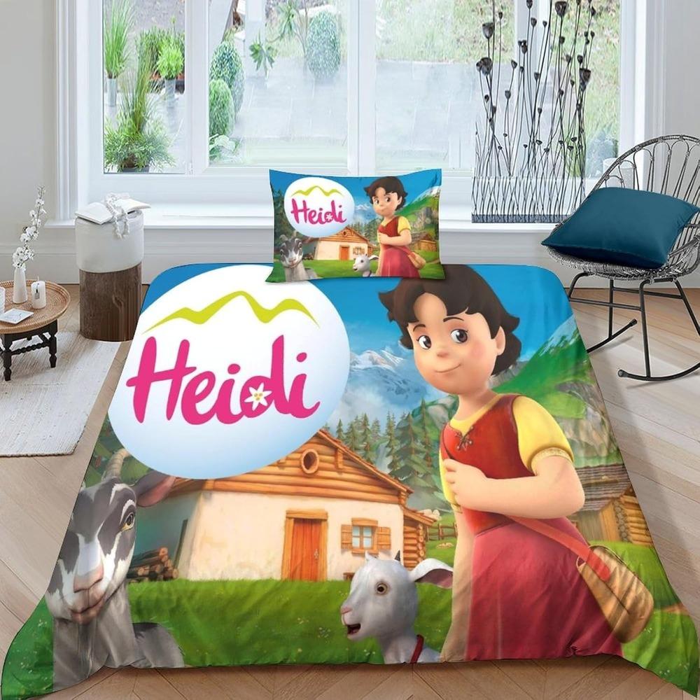 H-eidi Fille Housse de couette taie d'oreiller Literie Décoration de chambre à coucher Cadeau pour enfant adulte Lit simple Double Grande Taille Housse de couette à fermeture éclair 100x150cm