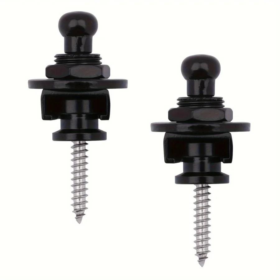 2pcs premium alloy guitar with lock strap, gold and black, safe and stylish for acoustic guitar, electric guitar and bass