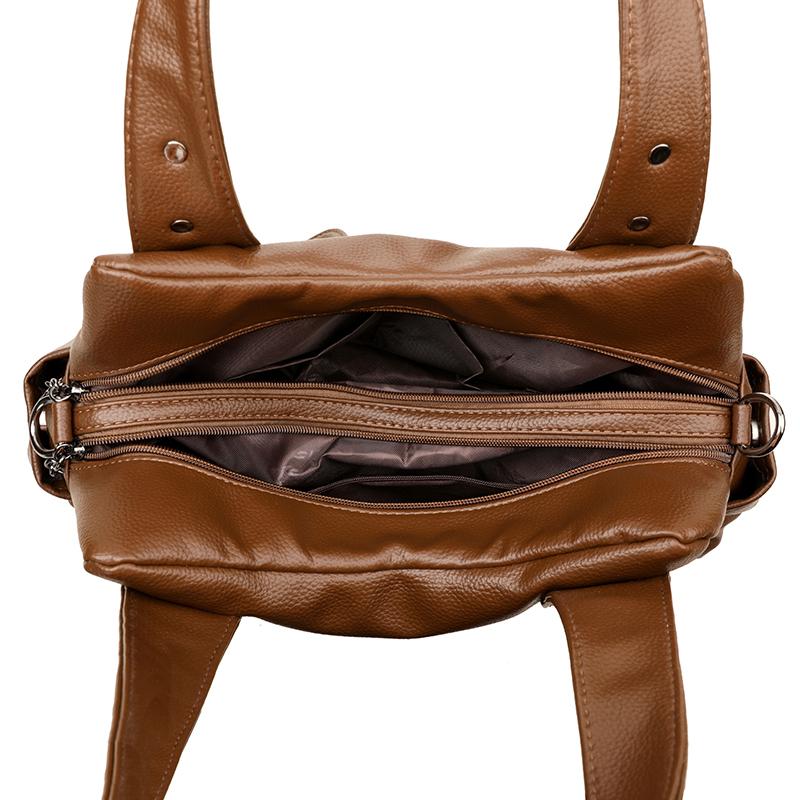 Soft Leather Large Capacity Shoulder Bag Middle-Aged Women's Bag Mother's Bag Commuter Multi-Pocket Crossbody Bag