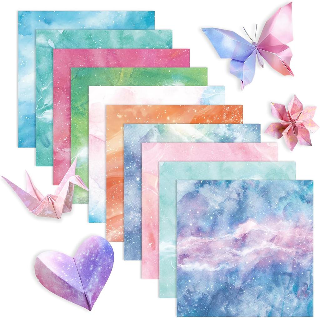 50 listů origami papíru pro děti, čtvercový, oboustranný, barevný, sada, pastelový karton, řemesla (Náhodný)