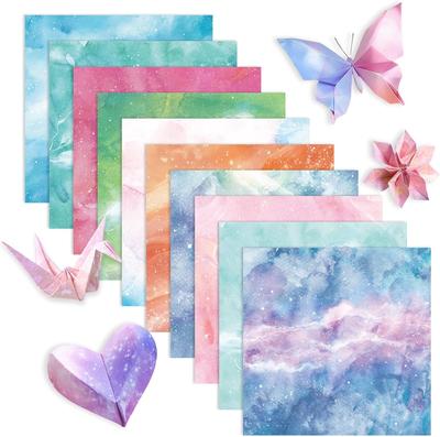 50 listů origami papíru pro děti, čtvercový, oboustranný, barevný, sada, pastelový karton, řemesla (Náhodný)