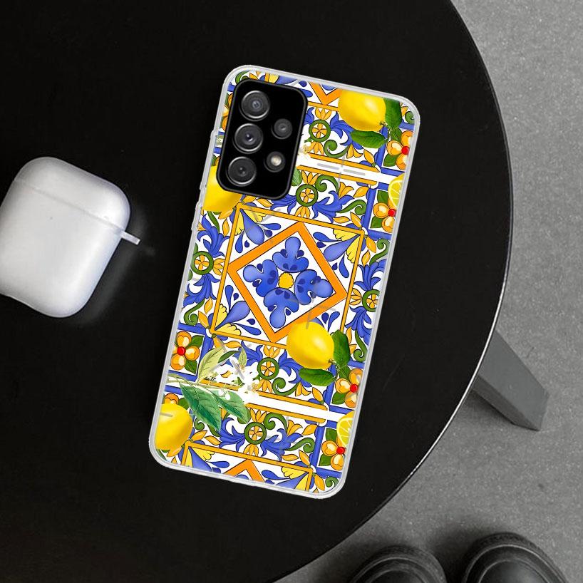 Mediterranean Lemon Phone Case Cover for Samsung Galaxy A12 A22 A32 A52 A72 A02S A51 A50S A31 A20S A10S Note 20 Ultra 10 Plus Ga
