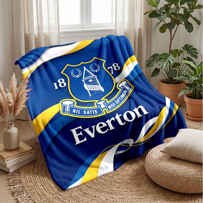 Everton Fußball Druck Flanell Decke, Weiche Warme Leichte Überwurfdecke für Sofa Bett Camping