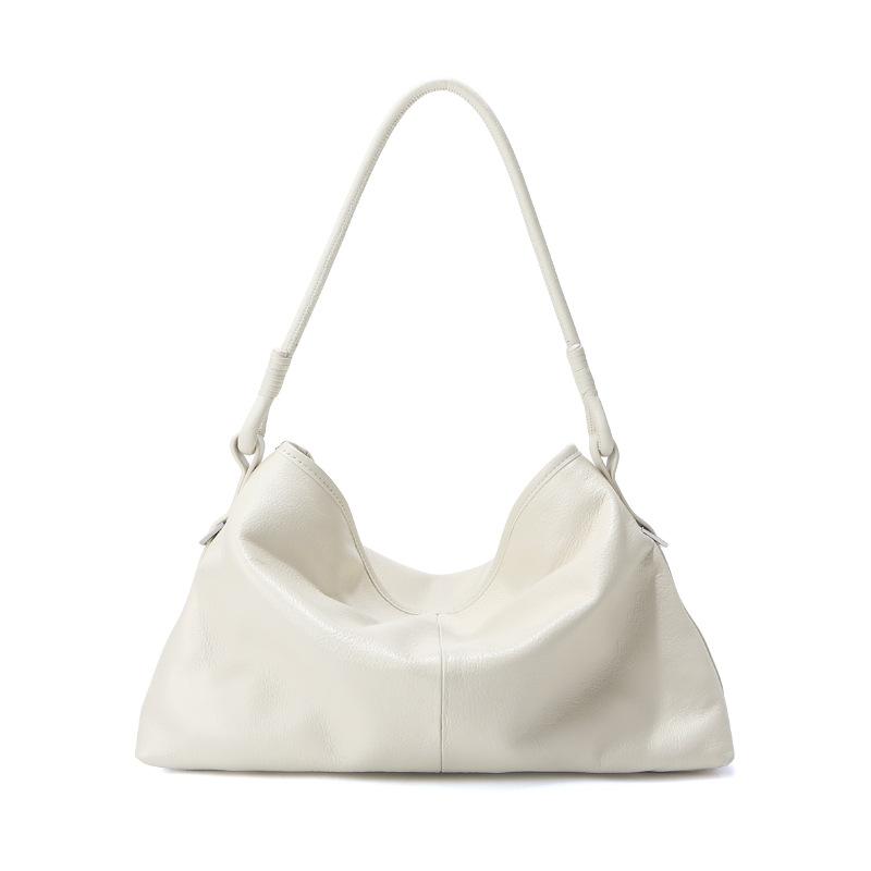 First layer cowhide shoulder bag women's large-capacity simple and versatile commuter tote bag light luxury leather casual handbag