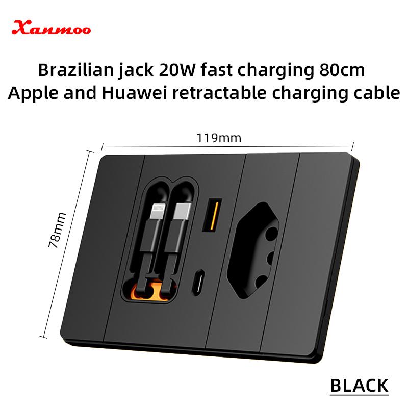 Brazil Standard Electrical 20A Socket Outlet with Usb Type-C Fast Charging 118 Type Wall Switches