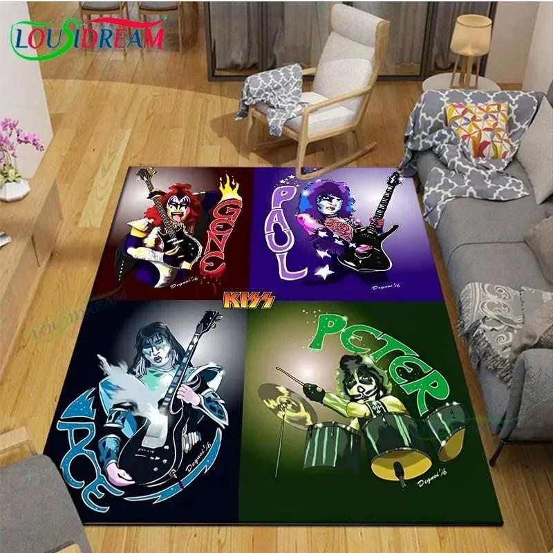 Slavná hudební heavy metalová kapela KK-Kiss Tištěné koberce Obývací pokoj Protiskluzový kobereček Dětské pokojové podložky Podložka na jógu Velký koberec