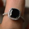 Sanjie European-American Classic Women's Ring with Black Square Diamond