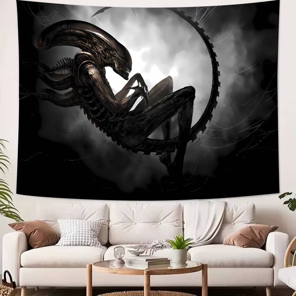 Science Fiction Horror Movie Alien Tapestry Decoration Bedroom Dormitory Background Cloth Holiday Home Living Room Club Tapestry