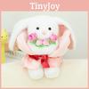 Rose Themed Floral Rabbit Stuffed Toy With Soft Short Fur For Gift Romantic