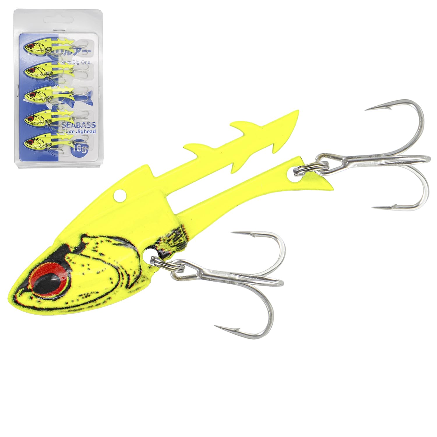

KOKO Lure Sea Bass Jig Heads, 16g and 26g, Set of 5, Plate Jig Heads, PJ, Sea Bass Jig Heads, Flounder, Bluefish, Chartreuse Jig Heads (5 pieces)
