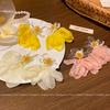 Seaside vacation style yellow flower earrings female exaggerated square face thin stud earrings explosive earrings