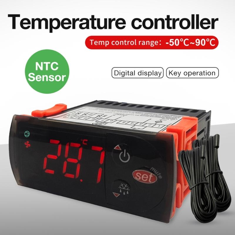 Double Sensors Thermostat For Cold Storage With Temperature Control Heating Cooling Mode LCD Display ABS Construction