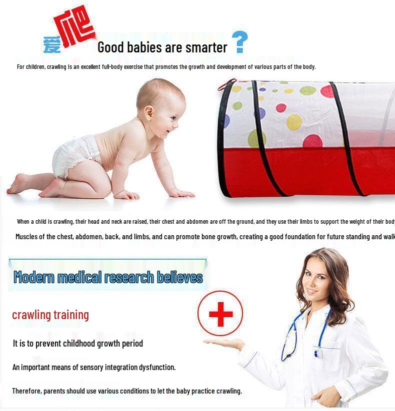 Sunshine Rainbow Children's Crawling Tunnel - Sensory Integration Training Tent for Infants and Toddlers