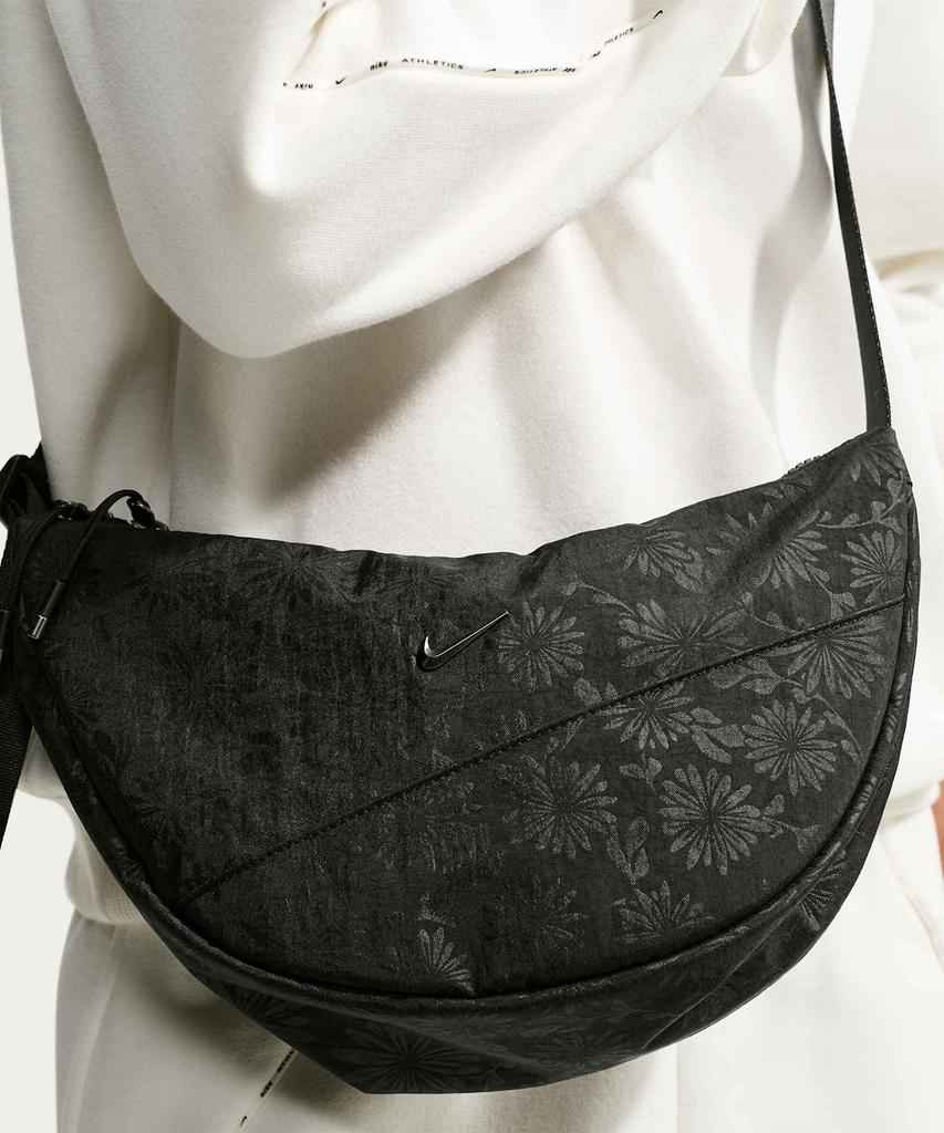 Nike Aura Floral Crescent Crossbody Bag (4L) - Black:Gunmetal / Iq1268-010