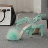 Maogu 2024 11CM High Heels Sexy Dress Party Ladies Sandals Shoes with Heel Summer Fashion Furry Cross-Tied Women Pumps Sandalias